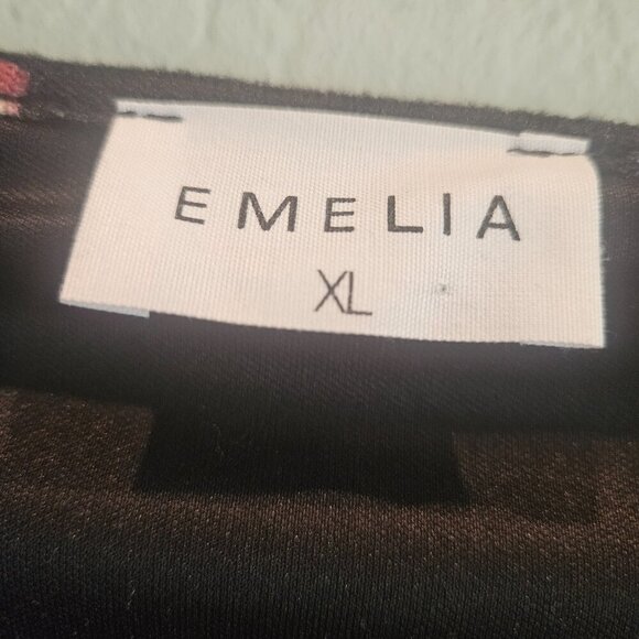 Boho Romantic Fall Dark floral dress XL,stretchy, belle sleeves, belted waist - Picture 2 of 4